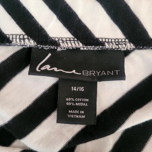 Lane Bryant 16 Black White Striped Maxi A Line Stretch Skirt Beatnik Vaudeville - Picture 2 of 6